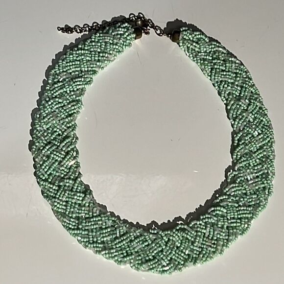 Elegant Mint Green and Clear Multi-Strand Pill Bead Necklace - 17 Inches - Picture 11 of 14